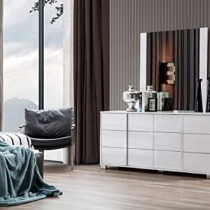 KANSOLE Roma Glossy Dresser & Mirror, White