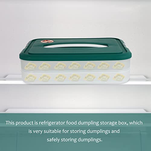 YARNOW 3 Layer Refrigerator Dumpling Box, Stackable Dumpling Food Containers, Dumpling Box Bins Holder with Lids for Refrigerator (Green)