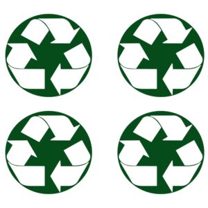 Vinyl Round Recycle Sticker Green Recycle Bin Decal Stickers 3" 4 Pack Trash Can Indoor Outdoor Home Office