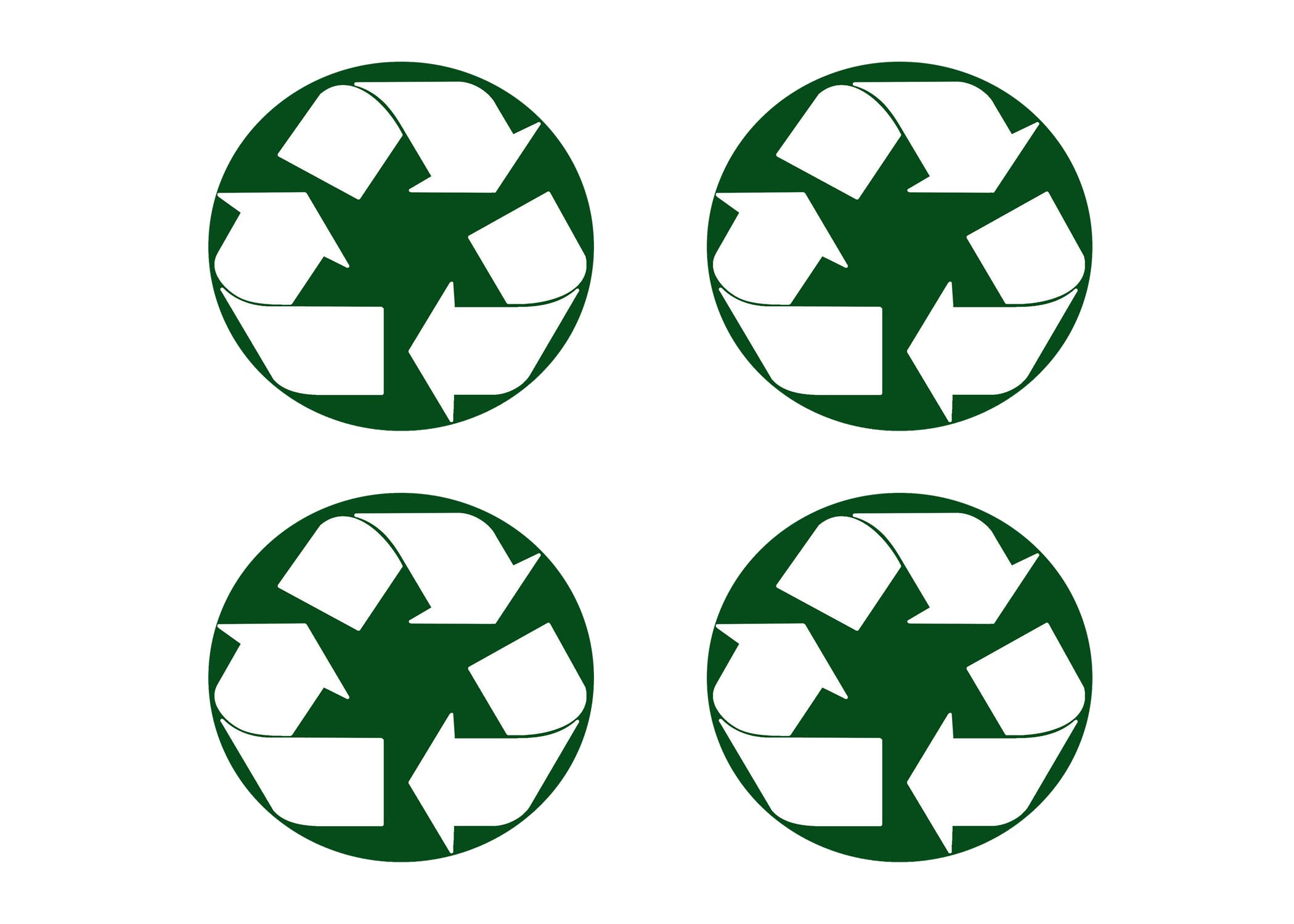 Vinyl Round Recycle Sticker Green Recycle Bin Decal Stickers 3" 4 Pack Trash Can Indoor Outdoor Home Office