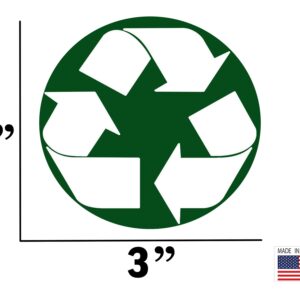 Vinyl Round Recycle Sticker Green Recycle Bin Decal Stickers 3" 4 Pack Trash Can Indoor Outdoor Home Office