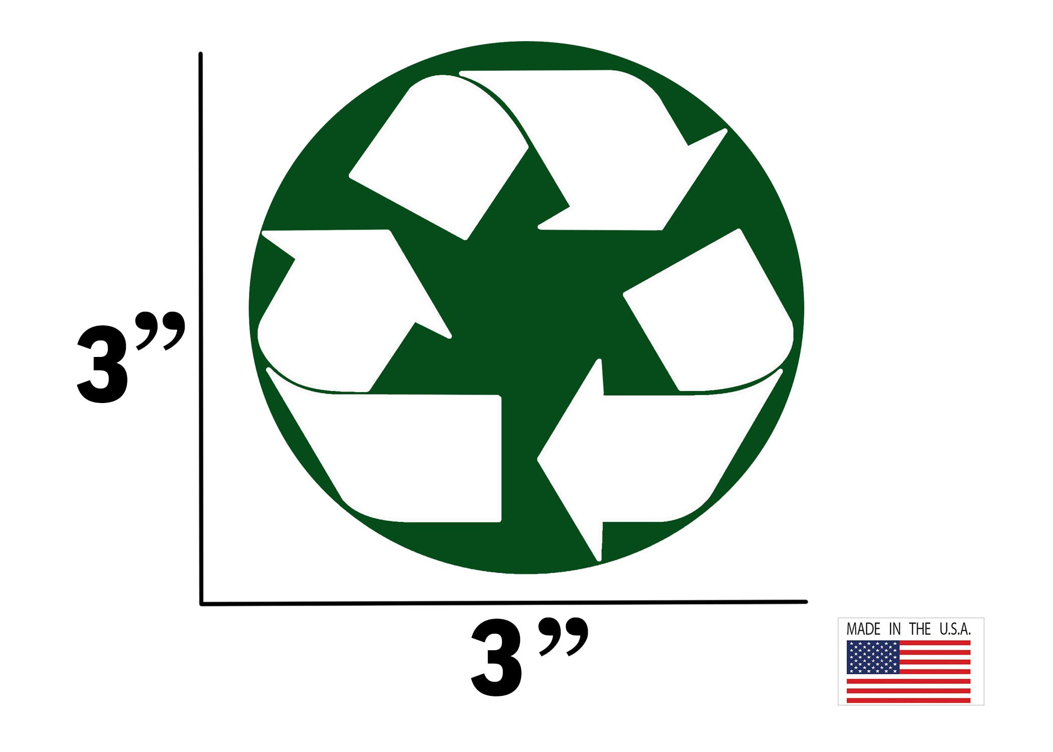 Vinyl Round Recycle Sticker Green Recycle Bin Decal Stickers 3" 4 Pack Trash Can Indoor Outdoor Home Office