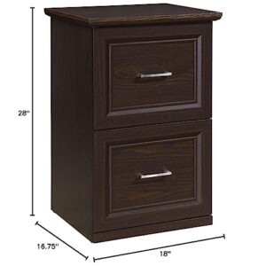 OSP Home Furnishings Jefferson 2-Drawer File Cabinet with Euro-Style Drawer Glides and Lockdowel Fastening System, Vertical, Espresso