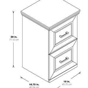 OSP Home Furnishings Jefferson 2-Drawer File Cabinet with Euro-Style Drawer Glides and Lockdowel Fastening System, Vertical, Espresso