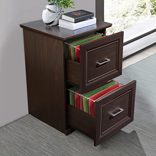 OSP Home Furnishings Jefferson 2-Drawer File Cabinet with Euro-Style Drawer Glides and Lockdowel Fastening System, Vertical, Espresso