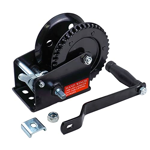 JAVIKA 1400 LBS Hand Crank Winch Boat Trailer Winch Drill Winch Trailer Winch Come Along Winch Heavy Duty Boat Lift Wheel Kit Single Speed Mini Winch Manual Boat Anchor Winch (051042), Made in Taiwan