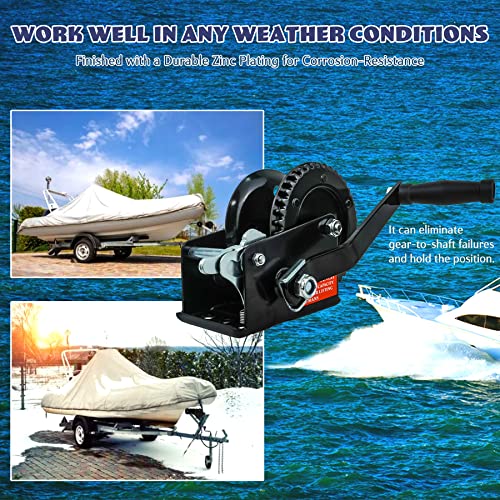 JAVIKA 1400 LBS Hand Crank Winch Boat Trailer Winch Drill Winch Trailer Winch Come Along Winch Heavy Duty Boat Lift Wheel Kit Single Speed Mini Winch Manual Boat Anchor Winch (051042), Made in Taiwan