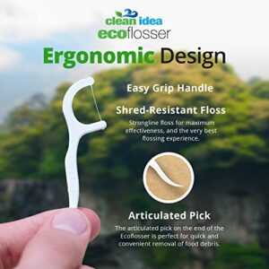 Clean Idea EcoFlosser - Individually Packaged - 180 Picks - Floss Pick - Dental Floss Picks - Plant Based - Floss Stick