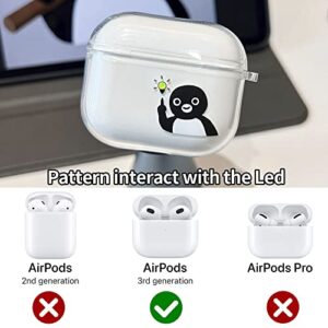 CASEWAFEE Compatible with Airpods 3 Case,Cute Soft Clear TPU Full Protective Case Shockproof Cover for AirPods 3rd Generation 2021 Charging Case Front LED Visible，Penguin Good Idea…