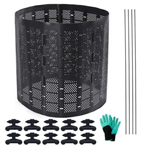 compost bin, outdoor composter bin - 220 gallon, easy assembling, large capacity, fast creation of fertile soil (black with gloves)
