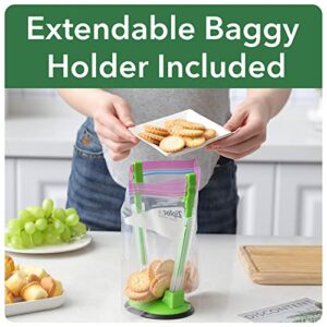 Kitchen Drawer Ziplock Bag Organizer with Foil Wrap Dispenser and Cutter | Bamboo Ziplock Bag Organizer for Drawer | Baggie Organizer Compatible with Snack, Slider, Quart, Gallon, Sandwich Bag Sizes