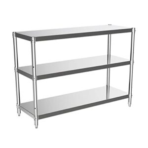 storage rack, 3tier shelf adjustable stainless steel shelves, sturdy metal shelves heavy duty shelving units and storage for kitchen commercial office garage storage, 47l x 16w x 31.5h 660lbs total