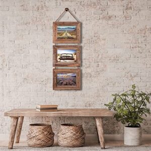 Robhomily 3 Picture Frame 5x7 Wall Hanging Picture Frame Collage 5x7 Rustic Barnwood Picture Frame for Wall Decor
