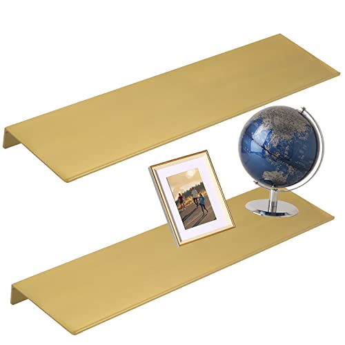 LAIGOO 2 Pcs Gold Floating Shelves for Wall Organizer, Makeup Organizer Wall Mount Bathroom Wall Shelves Countertop Organizer, Display Ledge Shelves, Space Aluminum, Shower Shelf (19.68+19.68 Inch)