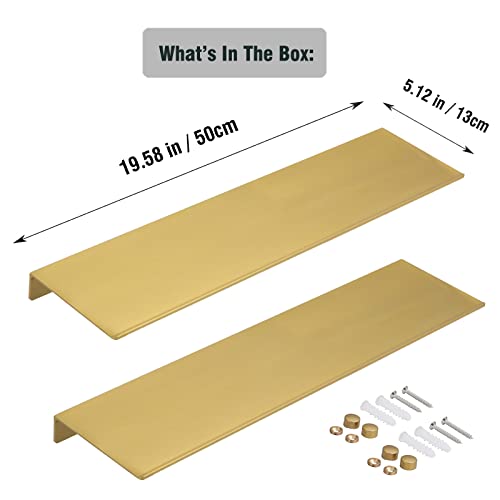 LAIGOO 2 Pcs Gold Floating Shelves for Wall Organizer, Makeup Organizer Wall Mount Bathroom Wall Shelves Countertop Organizer, Display Ledge Shelves, Space Aluminum, Shower Shelf (19.68+19.68 Inch)