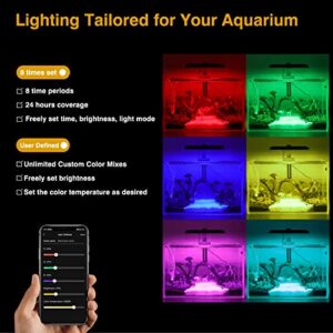 hygger 40W LED Aquarium Light, Smart APP Control Fish Tank Light with Adjustable RGB LEDs, 24/7 Sunrise-Daylight-Moonlight, DIY Mode, Clip On Light with Timer, Brightness and Kelvin Adjustable