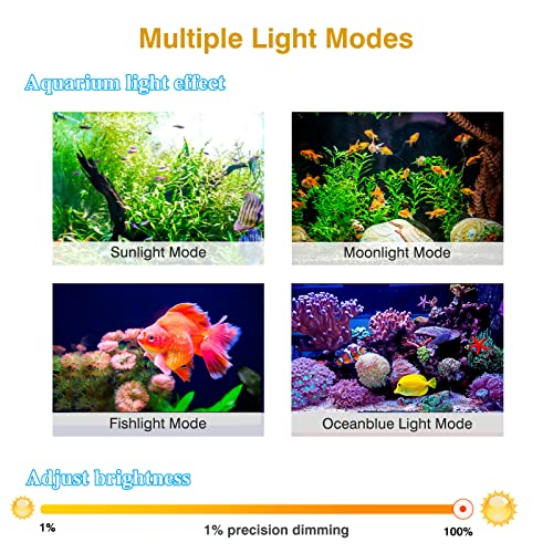 hygger 40W LED Aquarium Light, Smart APP Control Fish Tank Light with Adjustable RGB LEDs, 24/7 Sunrise-Daylight-Moonlight, DIY Mode, Clip On Light with Timer, Brightness and Kelvin Adjustable