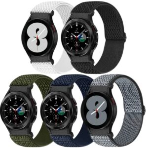 5 pack no gap bands compatible with samsung galaxy watch 6/5/ 4 40mm 44mm/ watch 5 pro 45mm/galaxy watch 4/6 classic 42mm 43mm 46mm 47mm, 20mm elastic nylon sport band for women men（gb）