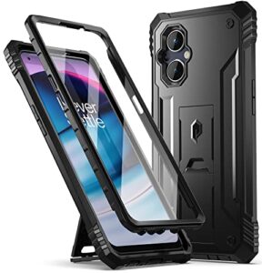 poetic revolution series case for oneplus nord n20 5g, [6ft mil-grade drop tested], full-body rugged dual-layer shockproof protective cover with kickstand and built-in-screen protector, black