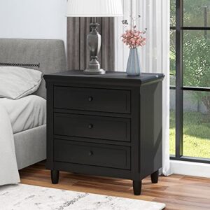 softsea wood nightstand small drasser for bedrom 3 drawer bedside table end table with storage drawers