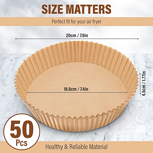 Air Fryer Disposable Paper Line, 50PCS Round 6.5In Non-Stick Air Fryer Parchment Liner, Parchment Paper Sheet for Air Fryer, Oil/Water-proof Baking Roasting Filter Sheet for Airfryer Basket