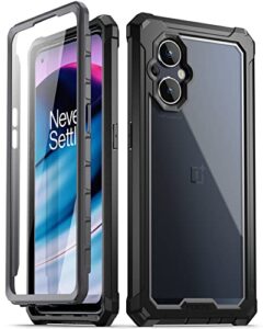 poetic guardian series case designed for oneplus nord n20 5g, [6ft mil-grade drop tested], full-body hybrid shockproof bumper cover with built-in screen protector, black