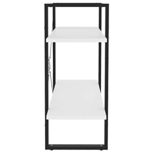 Homvdxl 2-Shelf Industrial Bookshelf, Open Storage Bookcase with Metal Frame & Support, Free Standing Display Shelves in Living Room/Home/Office - White, Wider