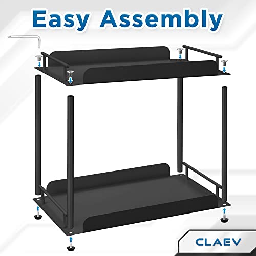 Claev Bathroom Organizer (Black, 13x8x12 Inch) 2 Tier Space Saver Cosmetic Vanity Shelf, Countertop/Counter Sink Storage Tray for Kitchen, Bath, Dresser, Bedroom, Makeup Table