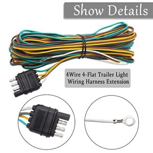 Ruibapa 25 Foot 4 Wire 4-Flat Trailer Light Wiring Harness Extension Kit with 18 Gauge White Ground Wire for Trailers P-O-016