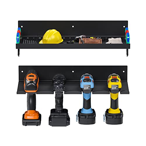 WUIVIUT Power Tool Organizer and Storage for Garage Organization, Strong Garage Organizers and Storage, Metal Shelves for Storage Electric Drill, Tool, Screw, Battery