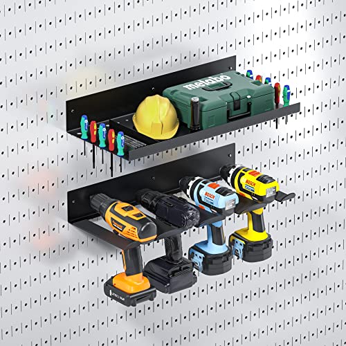 WUIVIUT Power Tool Organizer and Storage for Garage Organization, Strong Garage Organizers and Storage, Metal Shelves for Storage Electric Drill, Tool, Screw, Battery