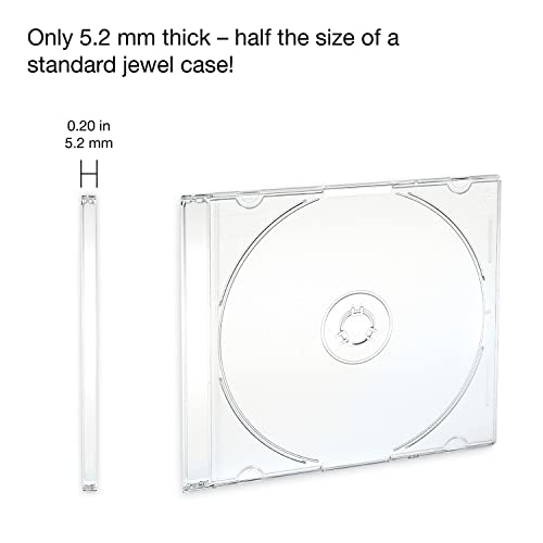 Verbatim CD DVD Blu-Ray Clear Slim Jewel Cases, 5.2 mm – 25 Pack