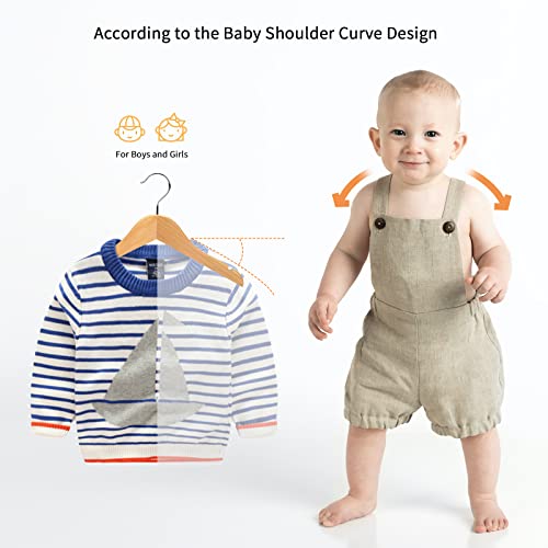 Nature Smile Kids Baby Children Toddler Wooden Shirt Coat Hangers with Notches and Anti-Rust Chrome Hook Pack of 20 (Natural)