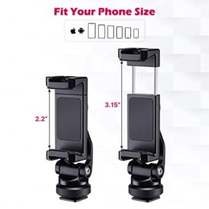 ULANZI Metal Phone Tripod Mount ST-10, Universal 360° Smartphone Adapter with 2 Cold Shoe Mount, Adjustable Cell Phone Clamp Stand Holder, Compatible with iPhone, Samsung Galaxy and All Phones