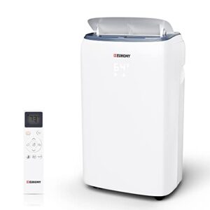 euhomy 10,000 btu portable air conditioners with built-in dehumidifier, fan, quiet ac unit cools rooms to 350 sq.ft, led display, remote control, complete window mount exhaust kit, white.