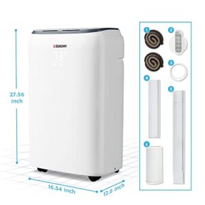 Euhomy 10,000 BTU Portable Air Conditioners with Built-in Dehumidifier, Fan, Quiet AC Unit Cools Rooms to 350 sq.ft, LED Display, Remote Control, Complete Window Mount Exhaust Kit, White.