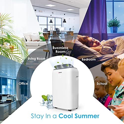 Euhomy 10,000 BTU Portable Air Conditioners with Built-in Dehumidifier, Fan, Quiet AC Unit Cools Rooms to 350 sq.ft, LED Display, Remote Control, Complete Window Mount Exhaust Kit, White.
