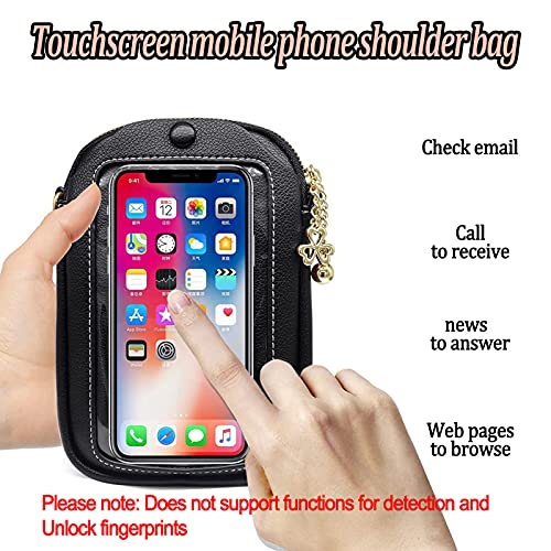 Womens Touch Screen Phone Bag,Small Crossbody Cell Phone Bag Purse Wallet with Credit Card Slots,Touch Screen Mobile Phone Bag for iPhone丨Samsung Black