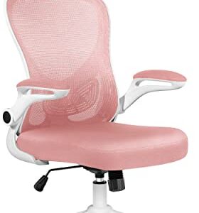 Misolant Office Chair, Ergonomic Desk Chair, Computer Chair, Mesh Office Chair, Office Chair with Adjustable Lumbar Support and Headrest, Executive Office Chair Pink, Desk Chair with Flip-up Armrest