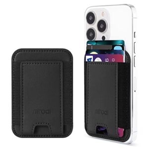 miroddi magnetic card wallet holder with magsafe for iphone 14/13/12 series, capacity up to 6 cards, vegen leather wallet, magnetic card holder, black