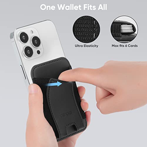 Miroddi Magnetic Card Wallet Holder with MagSafe for iPhone 14/13/12 Series, Capacity up to 6 Cards, Vegen Leather Wallet, Magnetic Card Holder, Black