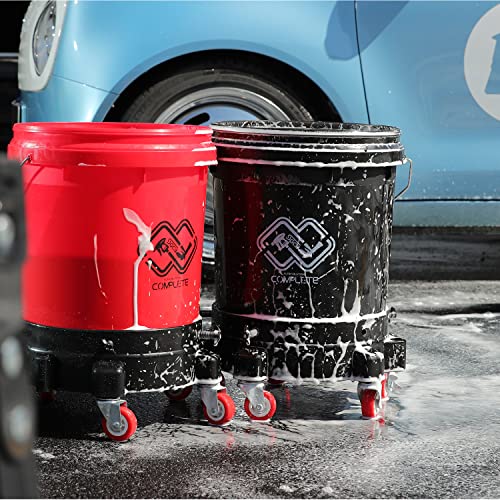 SGCB 5 Gallon Bucket Dolly 11.5'' Car Washing & Auto Detailing Bucket Dolly with Heavy Duty 360 Degree Wheel Swivel Casters for Smoother Maneuvering Black