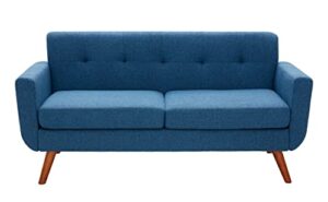 tbfit 65" w loveseat sofa, mid century modern decor love seat couch, button tufted upholstered love seats furniture for living room (blue)