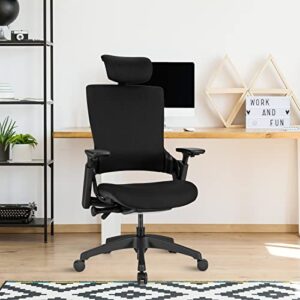 COSTWAY Ergonomic Office Chair, High Back Desk Chair w/ 3D Armrests, Adjustable Lumbar Support & Headrest, Breathable Swivel Computer Task Chair with Sliding Seat for Office Home