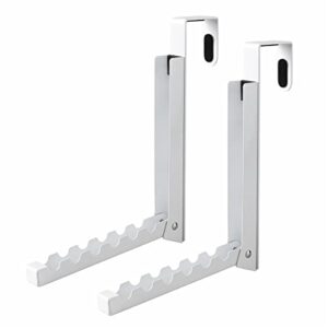 viav over the door hooks hanger,foldable over door drying laundry rack hooks for hanging clothes with 6 groves over door towel racks for clothes,coat, behind back bathroom, bag and robe 2 pcs (white)