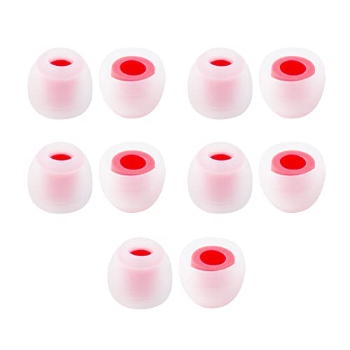 Keephifi Headphone Earpads KBEAR 07 Replacement Eartips(10 PCS/5 Pairs) Earbud Tips Silicone Ear Buds Tips Rubber Tips for 4.5mm -7mm Inner Nozzle for Earphones Headsets Monitors(S,Red)