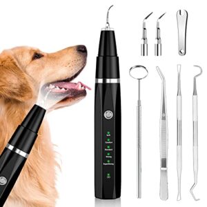 ni-shen dog plaque remover for teeth，pet ultrasonic tooth cleaner toothbrush，teeth cleaning kit -tartar remover for teeth stains for dogs and cats (black)