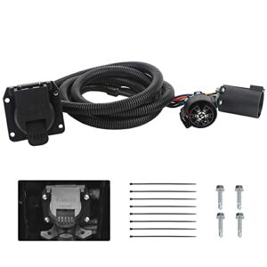 vastauto 56070 7-foot 7-pin trailer wiring harness extension with connector for vehicle-side truck bed,fit for chevy dodge ram gmc ford toyota nissan