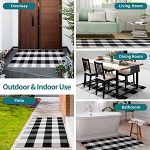 Lamberia Checkered Area Rug Buffalo Plaid Rugs Indoor and Outdoor Black White Checkered Carpet for Kitchen and Hallway (2' x 4'3")