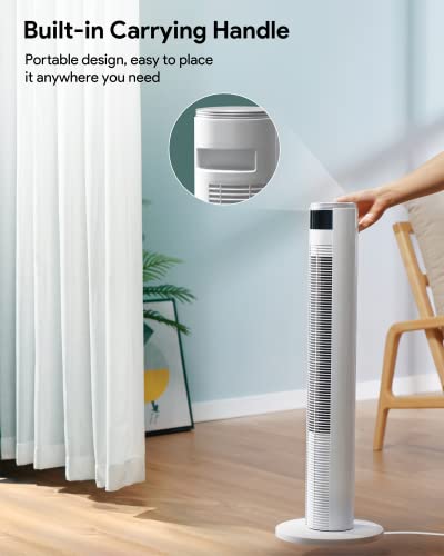 Tower Fan, Oscillating Tower Fan with Remote, 3 Modes, 3 Speeds, and 7-Hour Timer, Portable Space-Saving Bladeless Fan for Bedroom and Home Office 36”